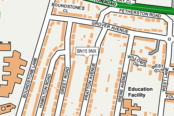 BN15 9NX map - OS OpenMap – Local (Ordnance Survey)
