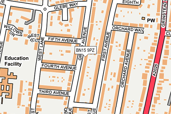 BN15 9PZ map - OS OpenMap – Local (Ordnance Survey) BN15 9PZ map - OS OpenMap – Local (Ordnance Survey)