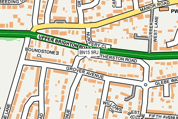 BN15 9RJ map - OS OpenMap – Local (Ordnance Survey) BN15 9RJ map - OS OpenMap – Local (Ordnance Survey)