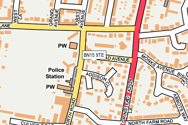 BN15 9TE map - OS OpenMap – Local (Ordnance Survey) BN15 9TE map - OS OpenMap – Local (Ordnance Survey)
