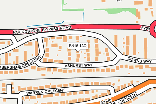 BN16 1AQ map - OS OpenMap – Local (Ordnance Survey) BN16 1AQ map - OS OpenMap – Local (Ordnance Survey)