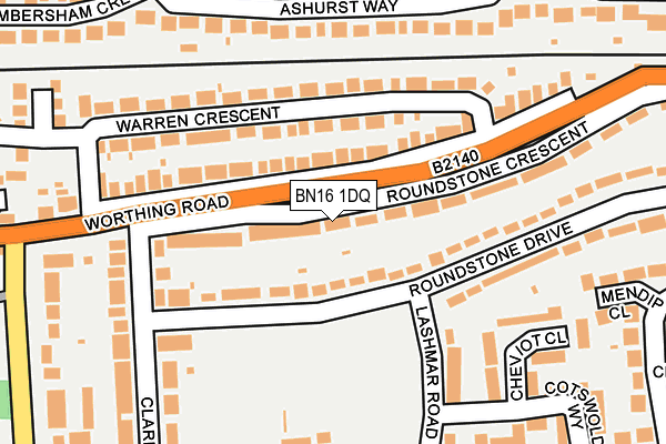 BN16 1DQ map - OS OpenMap – Local (Ordnance Survey)