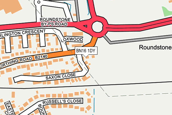 BN16 1DY map - OS OpenMap – Local (Ordnance Survey) BN16 1DY map - OS OpenMap – Local (Ordnance Survey)