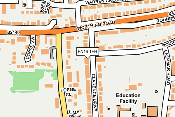 BN16 1EH map - OS OpenMap – Local (Ordnance Survey) BN16 1EH map - OS OpenMap – Local (Ordnance Survey)