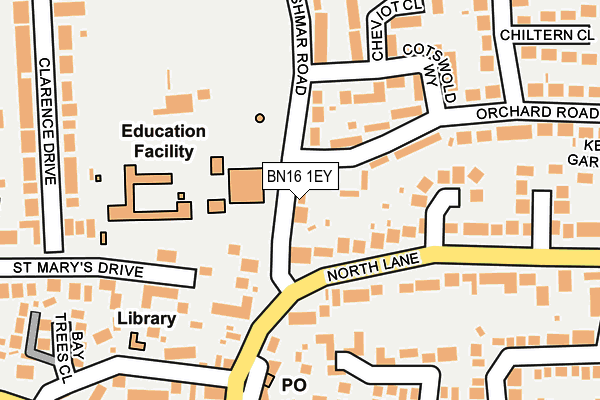 BN16 1EY map - OS OpenMap – Local (Ordnance Survey) BN16 1EY map - OS OpenMap – Local (Ordnance Survey)