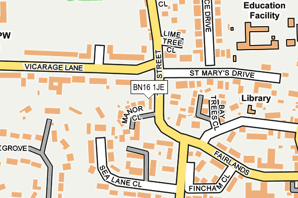 BN16 1JE map - OS OpenMap – Local (Ordnance Survey) BN16 1JE map - OS OpenMap – Local (Ordnance Survey)