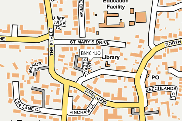 BN16 1JQ map - OS OpenMap – Local (Ordnance Survey)