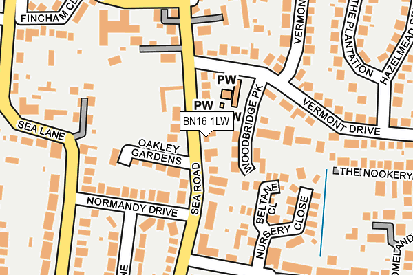 BN16 1LW map - OS OpenMap – Local (Ordnance Survey) BN16 1LW map - OS OpenMap – Local (Ordnance Survey)