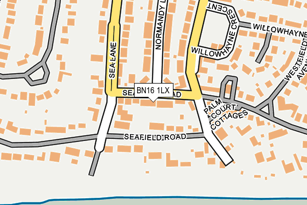 BN16 1LX map - OS OpenMap – Local (Ordnance Survey) BN16 1LX map - OS OpenMap – Local (Ordnance Survey)
