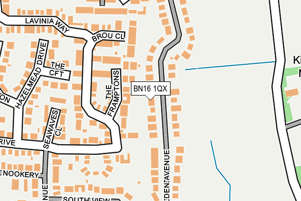 BN16 1QX map - OS OpenMap – Local (Ordnance Survey) BN16 1QX map - OS OpenMap – Local (Ordnance Survey)