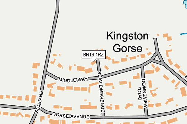 BN16 1RZ map - OS OpenMap – Local (Ordnance Survey)