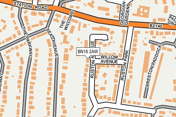 BN16 2AW map - OS OpenMap – Local (Ordnance Survey) BN16 2AW map - OS OpenMap – Local (Ordnance Survey)