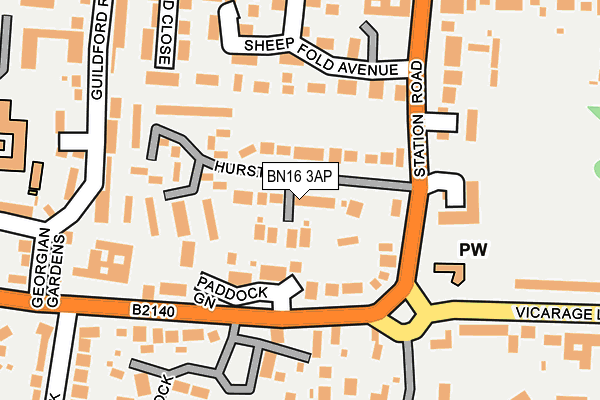 BN16 3AP map - OS OpenMap – Local (Ordnance Survey) BN16 3AP map - OS OpenMap – Local (Ordnance Survey)