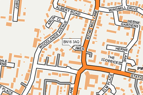BN16 3AQ map - OS OpenMap – Local (Ordnance Survey) BN16 3AQ map - OS OpenMap – Local (Ordnance Survey)