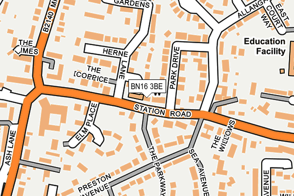 BN16 3BE map - OS OpenMap – Local (Ordnance Survey) BN16 3BE map - OS OpenMap – Local (Ordnance Survey)