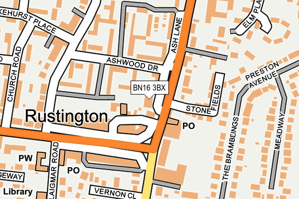 BN16 3BX map - OS OpenMap – Local (Ordnance Survey)