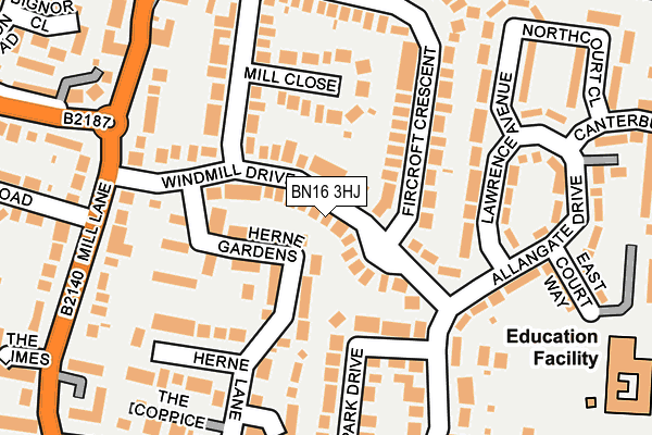 BN16 3HJ map - OS OpenMap – Local (Ordnance Survey) BN16 3HJ map - OS OpenMap – Local (Ordnance Survey)