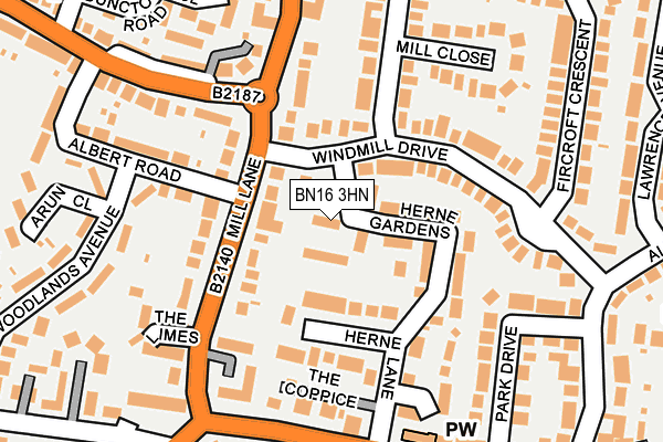 BN16 3HN map - OS OpenMap – Local (Ordnance Survey) BN16 3HN map - OS OpenMap – Local (Ordnance Survey)