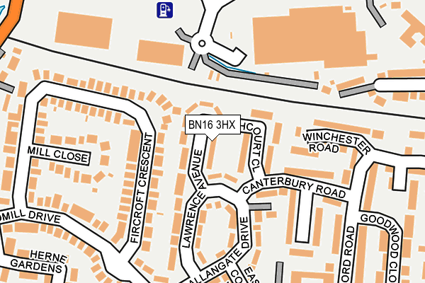 BN16 3HX map - OS OpenMap – Local (Ordnance Survey) BN16 3HX map - OS OpenMap – Local (Ordnance Survey)