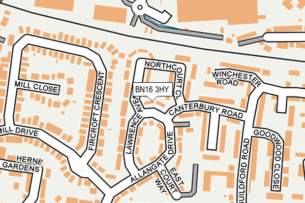 BN16 3HY map - OS OpenMap – Local (Ordnance Survey) BN16 3HY map - OS OpenMap – Local (Ordnance Survey)
