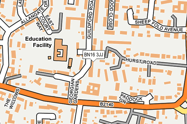BN16 3JJ map - OS OpenMap – Local (Ordnance Survey) BN16 3JJ map - OS OpenMap – Local (Ordnance Survey)