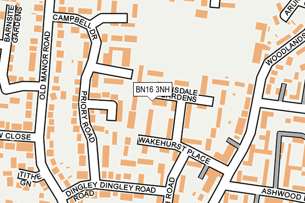 BN16 3NH map - OS OpenMap – Local (Ordnance Survey) BN16 3NH map - OS OpenMap – Local (Ordnance Survey)
