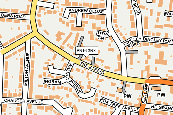 BN16 3NX map - OS OpenMap – Local (Ordnance Survey) BN16 3NX map - OS OpenMap – Local (Ordnance Survey)