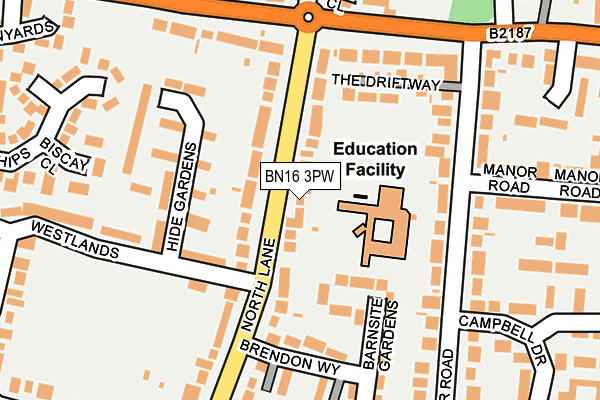 BN16 3PW map - OS OpenMap – Local (Ordnance Survey) BN16 3PW map - OS OpenMap – Local (Ordnance Survey)