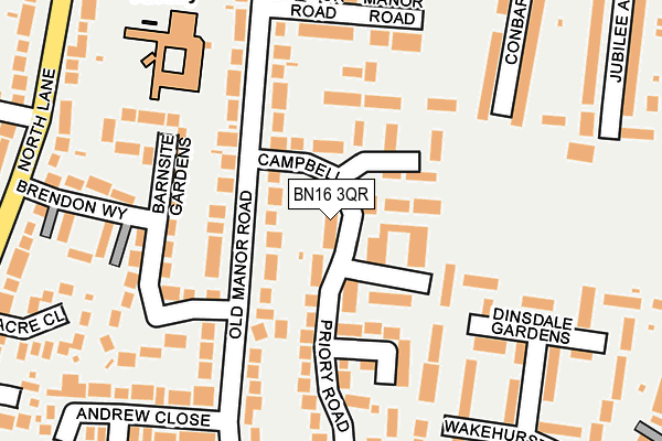 BN16 3QR map - OS OpenMap – Local (Ordnance Survey) BN16 3QR map - OS OpenMap – Local (Ordnance Survey)