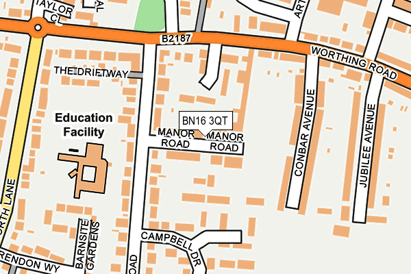 BN16 3QT map - OS OpenMap – Local (Ordnance Survey) BN16 3QT map - OS OpenMap – Local (Ordnance Survey)