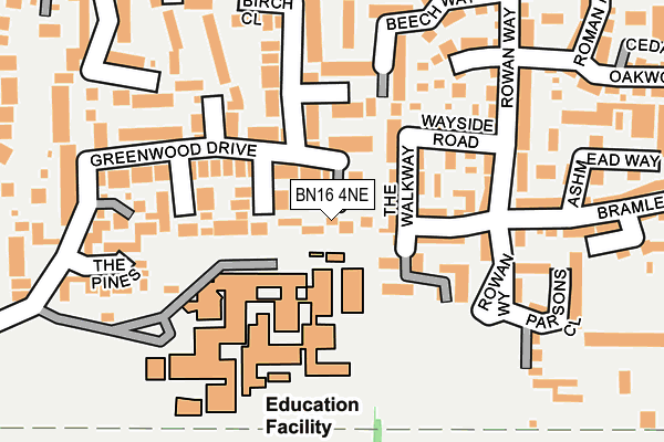 BN16 4NE map - OS OpenMap – Local (Ordnance Survey) BN16 4NE map - OS OpenMap – Local (Ordnance Survey)