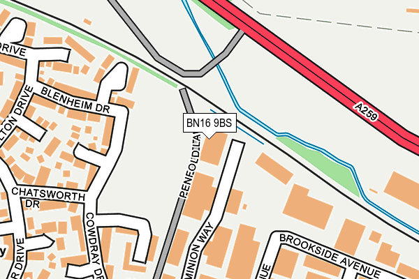 BN16 9BS map - OS OpenMap – Local (Ordnance Survey) BN16 9BS map - OS OpenMap – Local (Ordnance Survey)