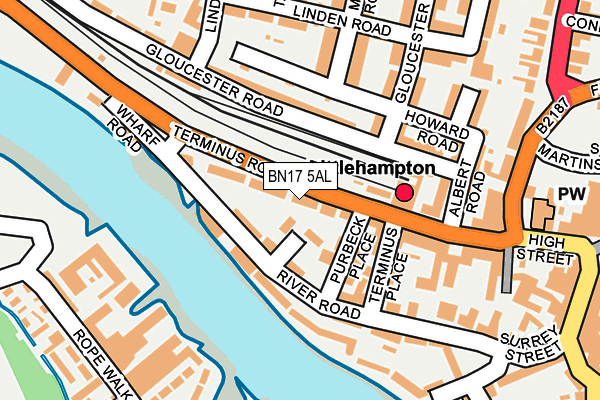 BN17 5AL map - OS OpenMap – Local (Ordnance Survey) BN17 5AL map - OS OpenMap – Local (Ordnance Survey)