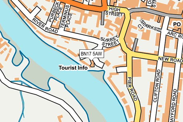 BN17 5AW map - OS OpenMap – Local (Ordnance Survey) BN17 5AW map - OS OpenMap – Local (Ordnance Survey)