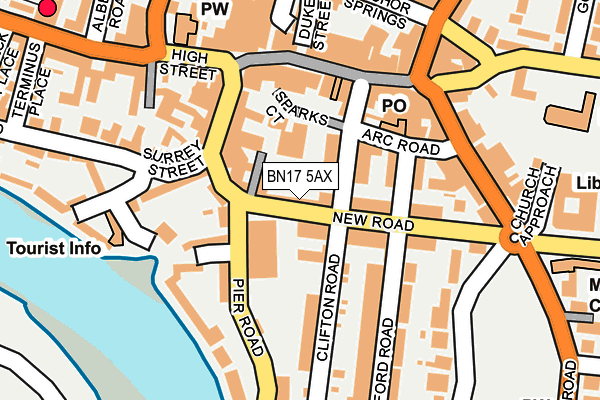 BN17 5AX map - OS OpenMap – Local (Ordnance Survey) BN17 5AX map - OS OpenMap – Local (Ordnance Survey)