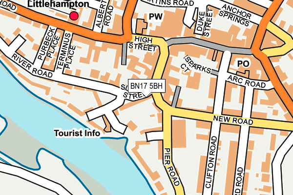 BN17 5BH map - OS OpenMap – Local (Ordnance Survey) BN17 5BH map - OS OpenMap – Local (Ordnance Survey)