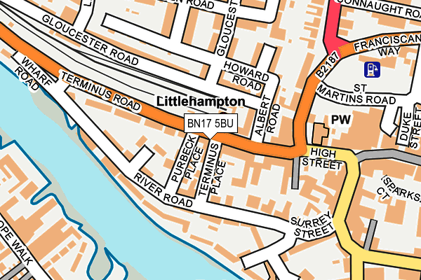 BN17 5BU map - OS OpenMap – Local (Ordnance Survey) BN17 5BU map - OS OpenMap – Local (Ordnance Survey)