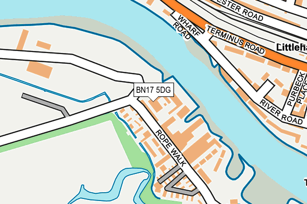 BN17 5DG map - OS OpenMap – Local (Ordnance Survey) BN17 5DG map - OS OpenMap – Local (Ordnance Survey)