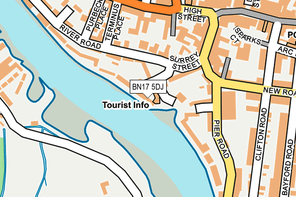 BN17 5DJ map - OS OpenMap – Local (Ordnance Survey) BN17 5DJ map - OS OpenMap – Local (Ordnance Survey)