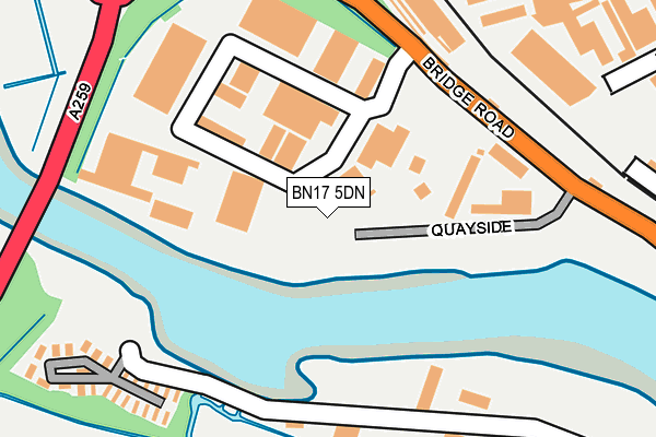 BN17 5DN map - OS OpenMap – Local (Ordnance Survey) BN17 5DN map - OS OpenMap – Local (Ordnance Survey)