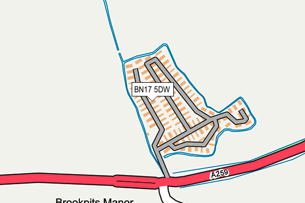 BN17 5DW map - OS OpenMap – Local (Ordnance Survey) BN17 5DW map - OS OpenMap – Local (Ordnance Survey)