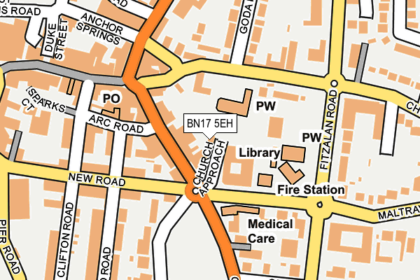 BN17 5EH map - OS OpenMap – Local (Ordnance Survey) BN17 5EH map - OS OpenMap – Local (Ordnance Survey)