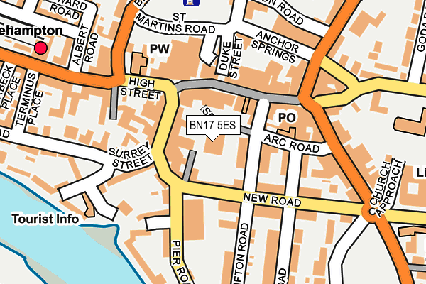 BN17 5ES map - OS OpenMap – Local (Ordnance Survey) BN17 5ES map - OS OpenMap – Local (Ordnance Survey)