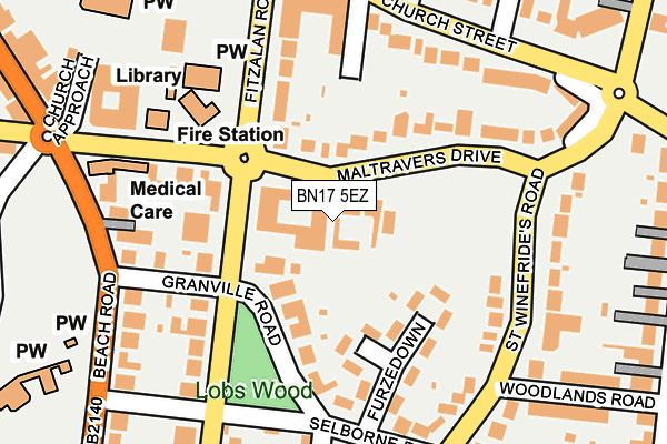 BN17 5EZ map - OS OpenMap – Local (Ordnance Survey) BN17 5EZ map - OS OpenMap – Local (Ordnance Survey)