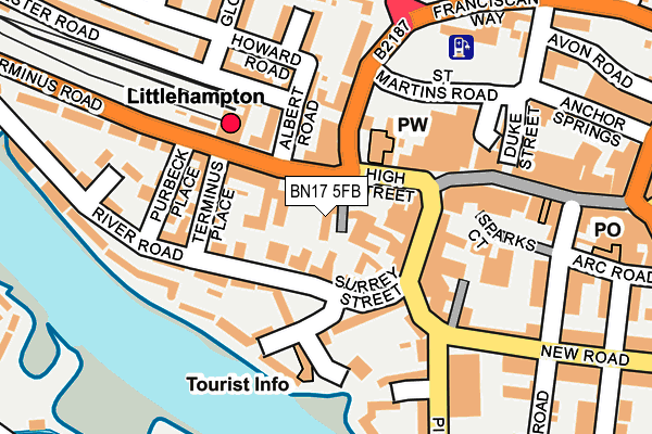 BN17 5FB map - OS OpenMap – Local (Ordnance Survey)