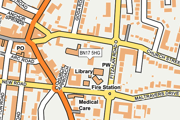 BN17 5HG map - OS OpenMap – Local (Ordnance Survey) BN17 5HG map - OS OpenMap – Local (Ordnance Survey)