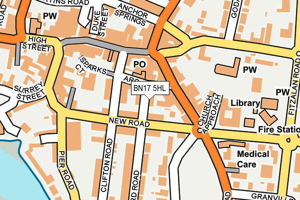 BN17 5HL map - OS OpenMap – Local (Ordnance Survey) BN17 5HL map - OS OpenMap – Local (Ordnance Survey)
