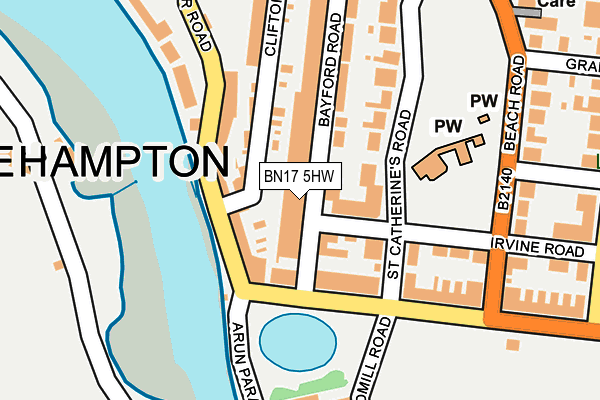 BN17 5HW map - OS OpenMap – Local (Ordnance Survey) BN17 5HW map - OS OpenMap – Local (Ordnance Survey)