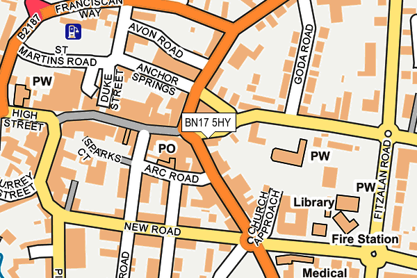 BN17 5HY map - OS OpenMap – Local (Ordnance Survey) BN17 5HY map - OS OpenMap – Local (Ordnance Survey)