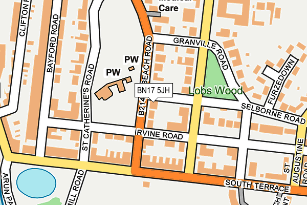 BN17 5JH map - OS OpenMap – Local (Ordnance Survey) BN17 5JH map - OS OpenMap – Local (Ordnance Survey)